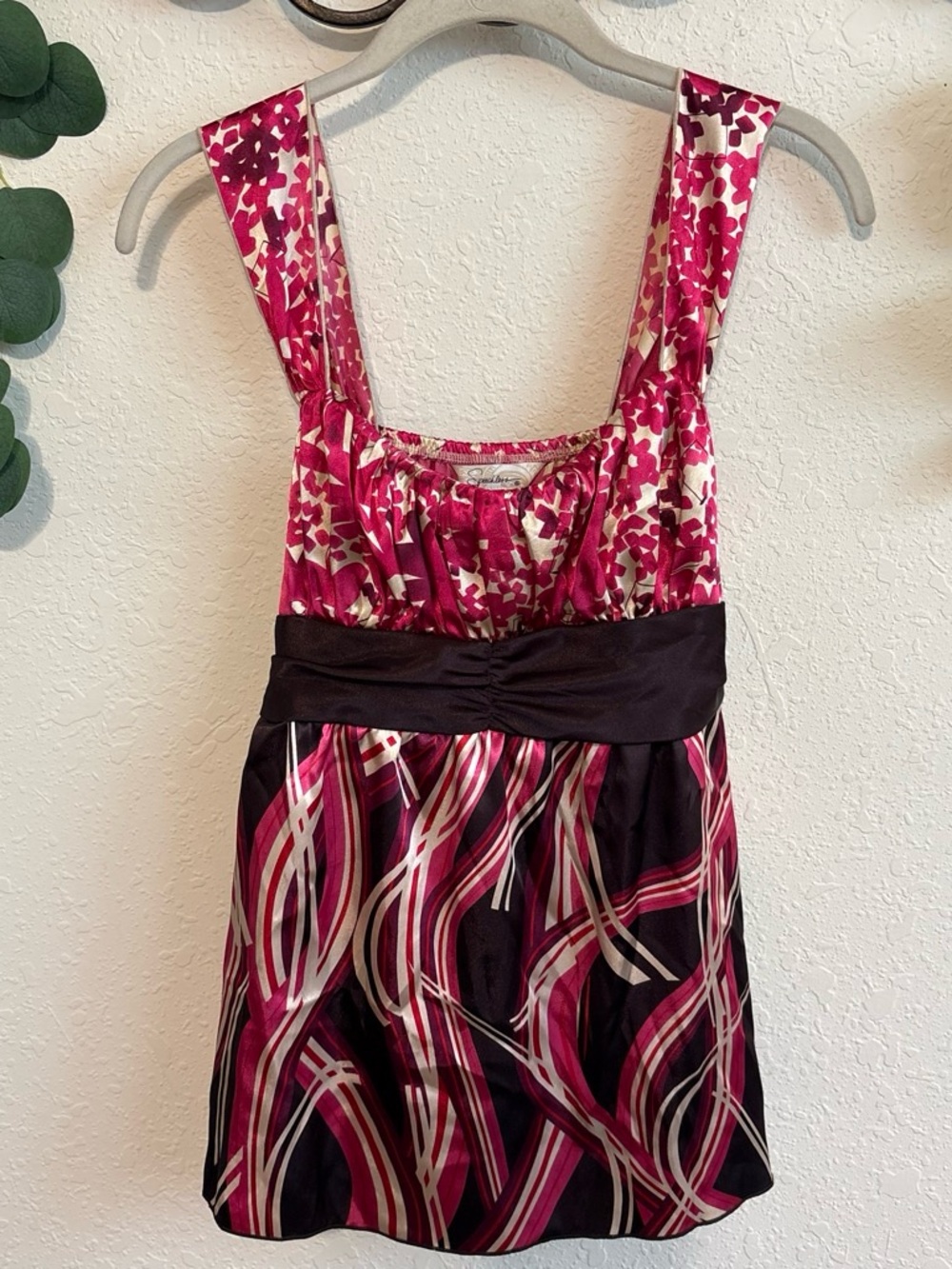 Y2K Milkmaid Pink and Brown Babydoll Top💕